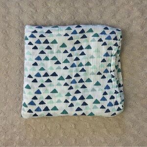 Aden + Anais Blue Green Triangle Print Baby Swaddle Blanket Muslin Mountains